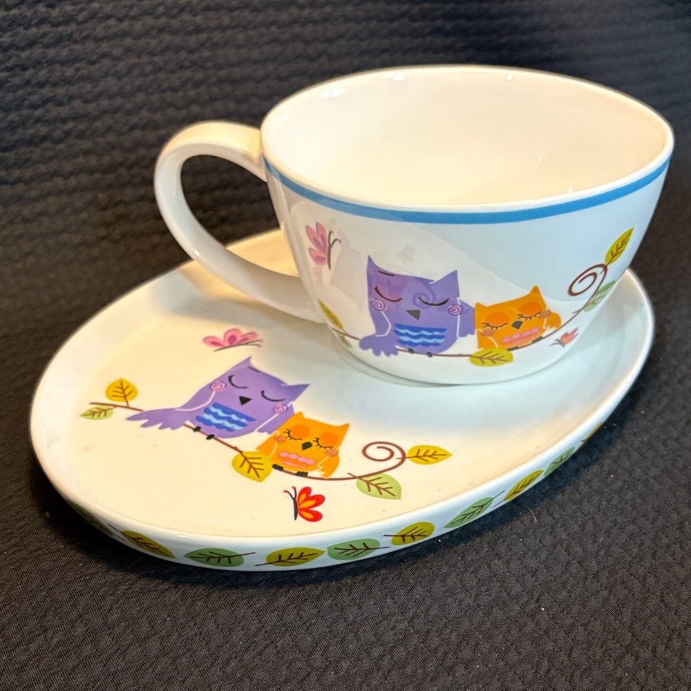 Cute Owl Mini Bites set by Ciroa- White with Purple & Orange Owls
